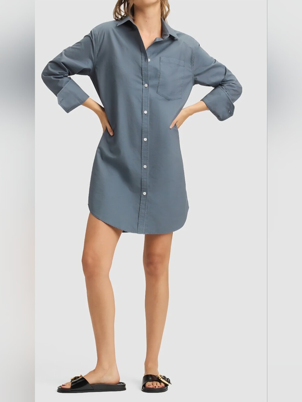 Cozy Earth Camden Shirt Dress in Slate Blue